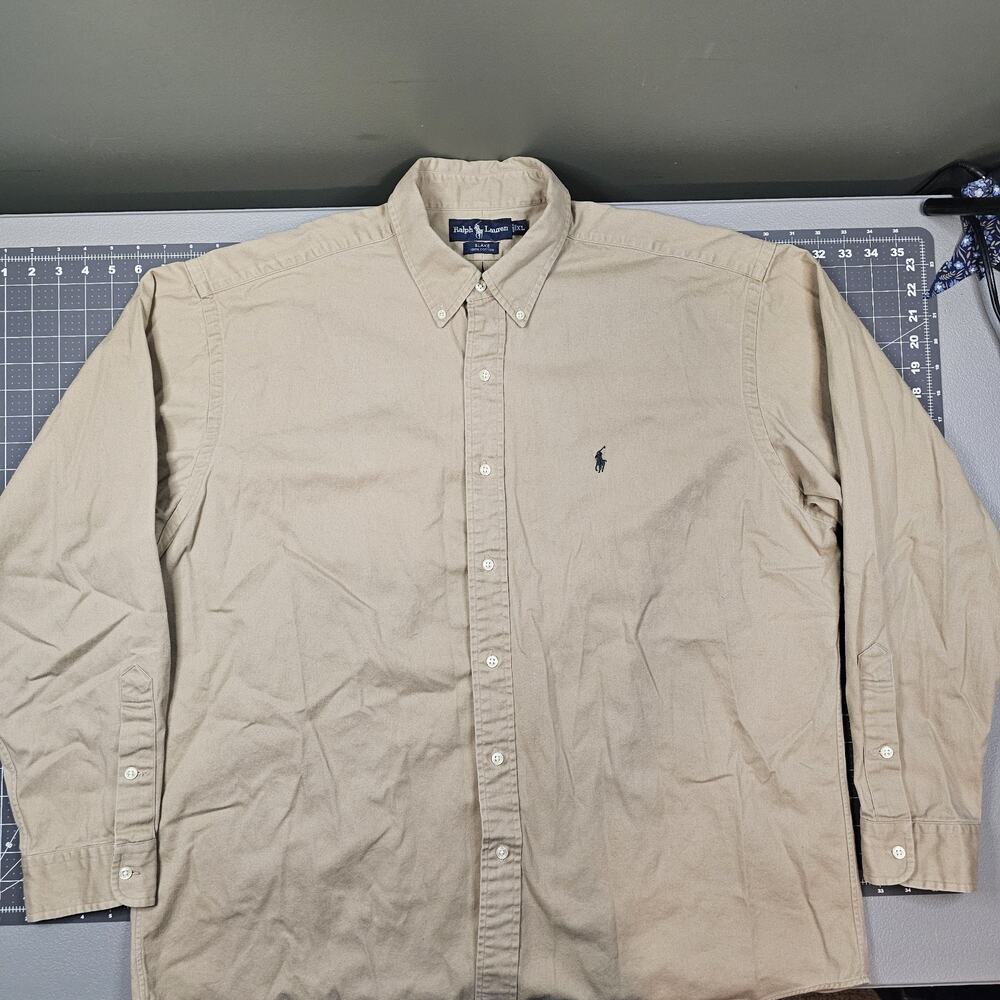Polo Ralph Lauren Shirt XL Tan Blake Oxford Preppy Academia Classic Fit Ivy 90s